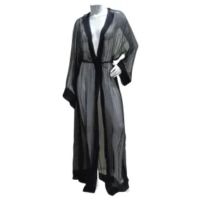 1980s Sheer Silk Hooded Robe