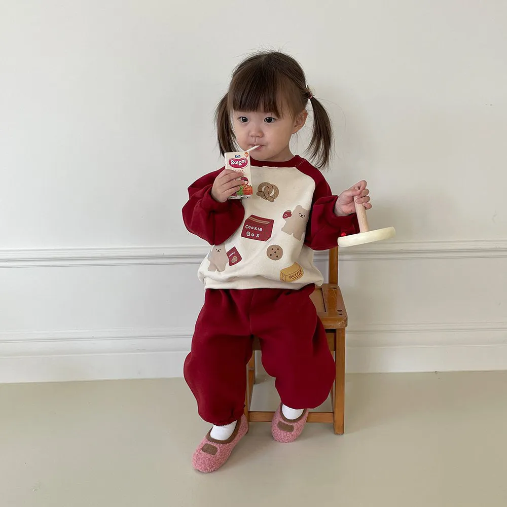 2 Pieces Set Baby Kid Girls Boys Cartoon Print Tops And Solid Color Pants Wholesale 231130238