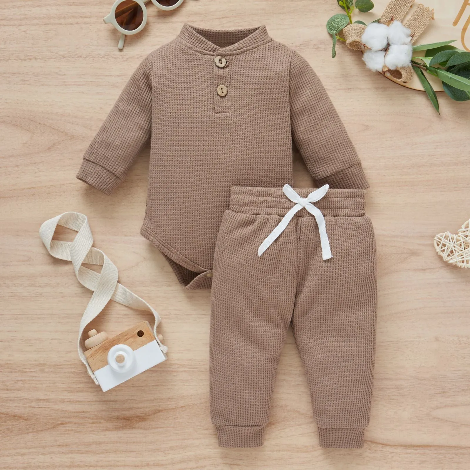 2 Pieces Set Baby Kid Girls Boys Solid Color Rompers And Pants Wholesale 23113008