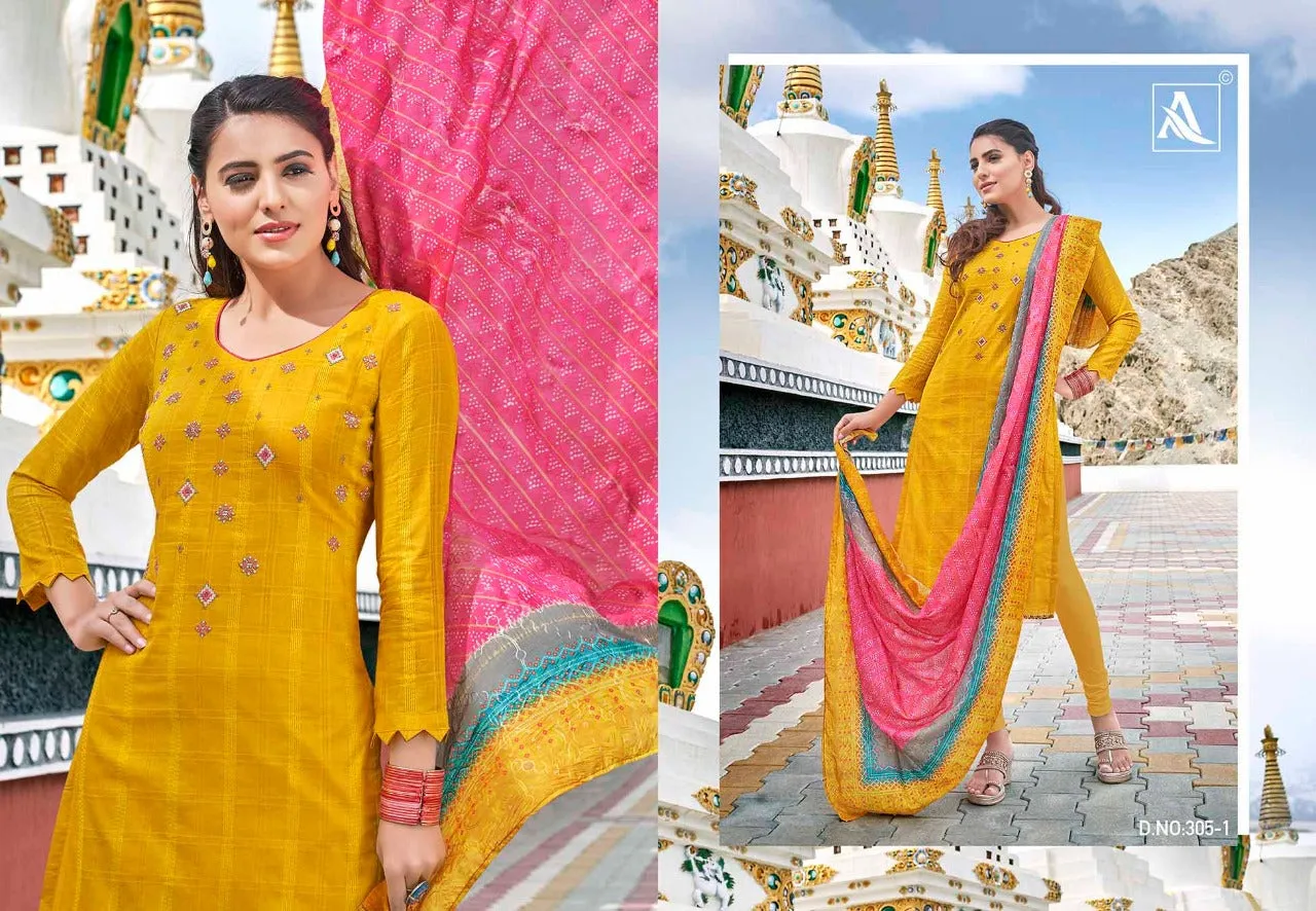 ALOK SUIT PRESENTS ROHANI THREAD EMBROIDERY WITH DIAMOND SUIT