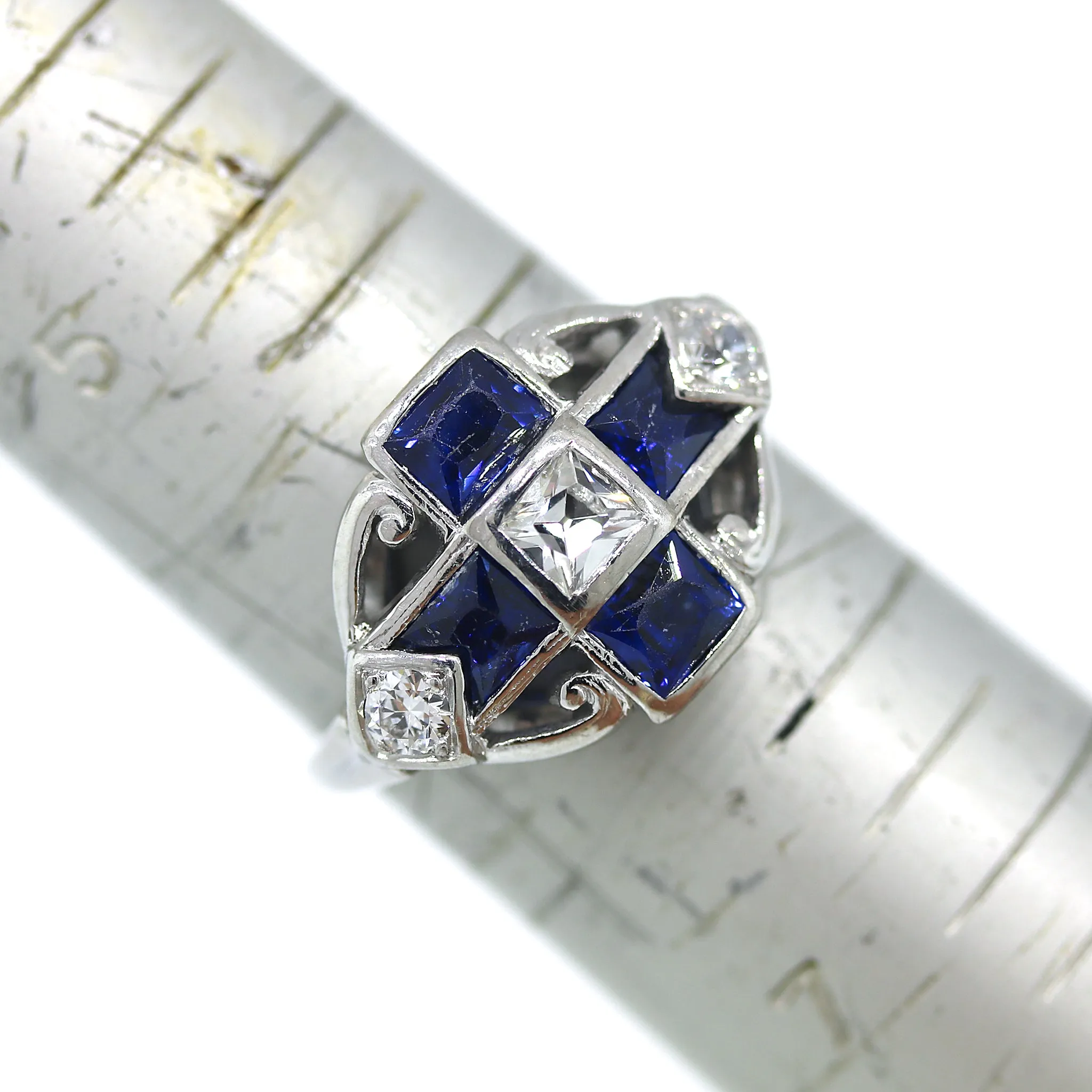 Antique Swiss Cut Sapphire and Diamond Ring