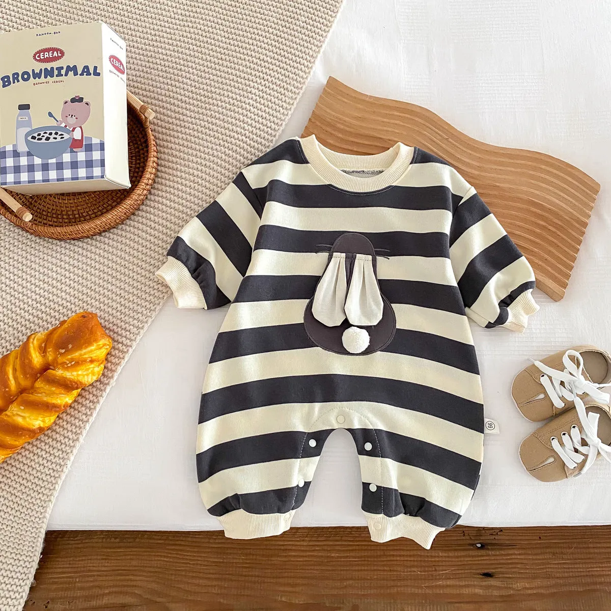 Baby Girls Boys Striped Cartoon Jumpsuits Wholesale 23101989