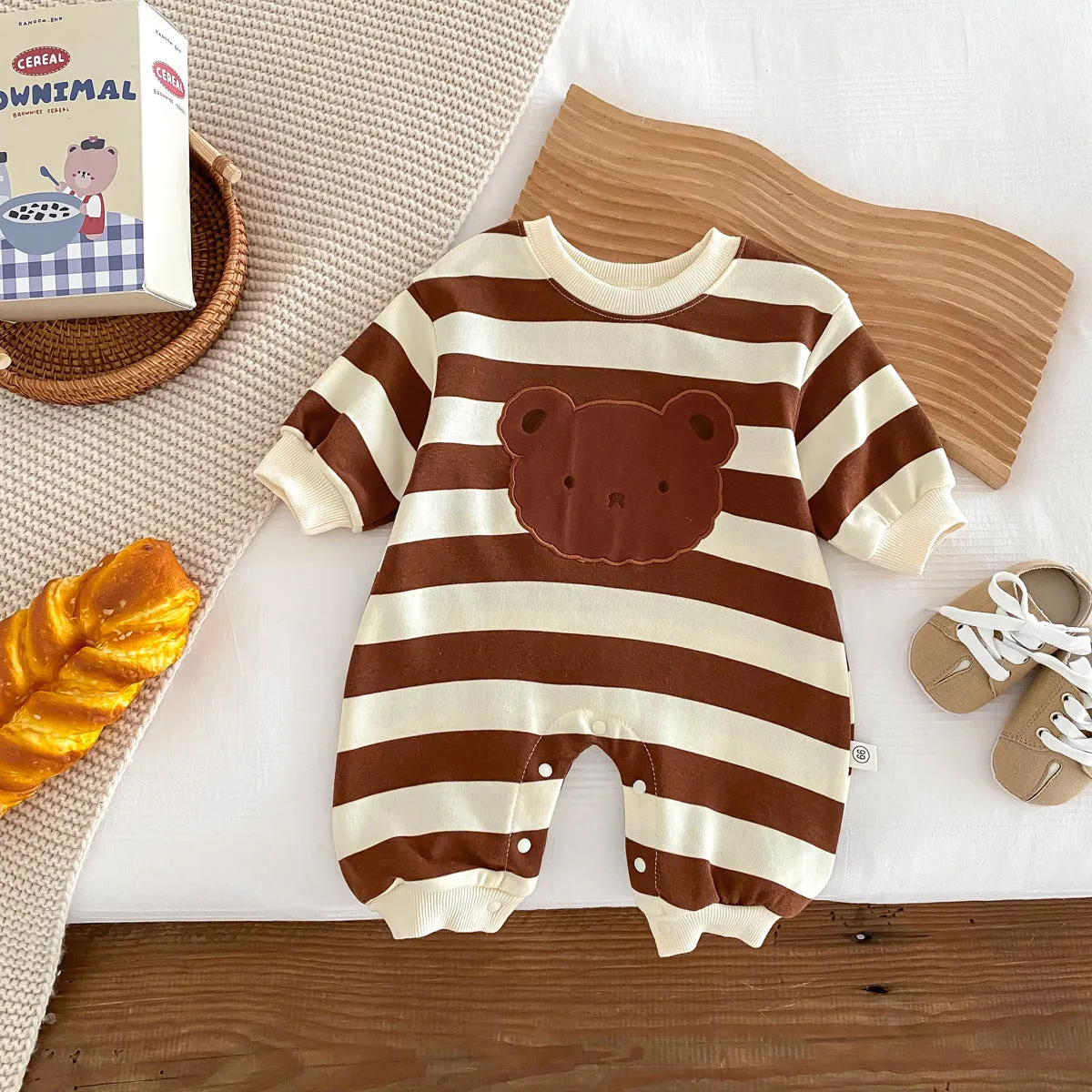 Baby Girls Boys Striped Cartoon Jumpsuits Wholesale 23101989