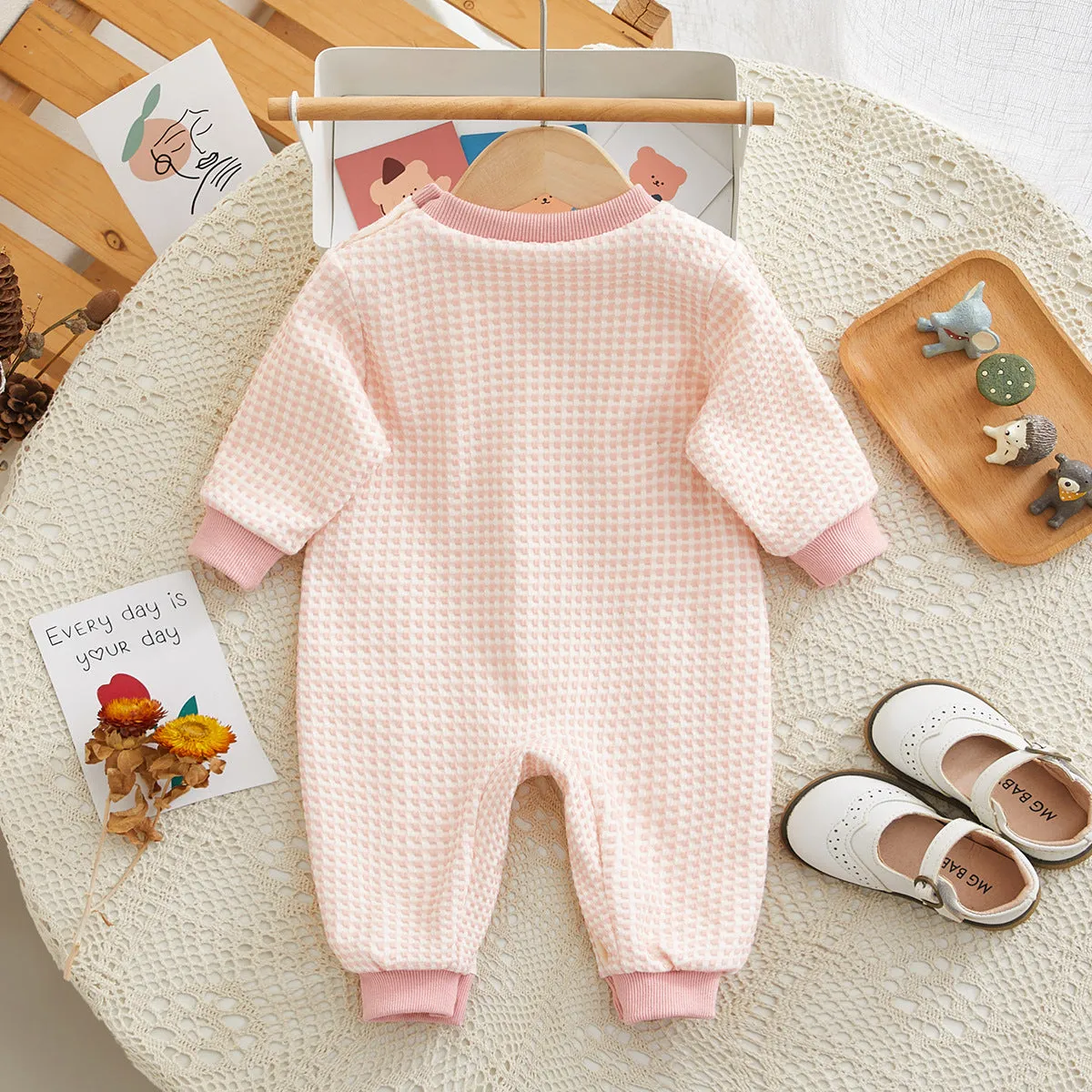 Baby Girls Flower Checked Jumpsuits Wholesale 23101983