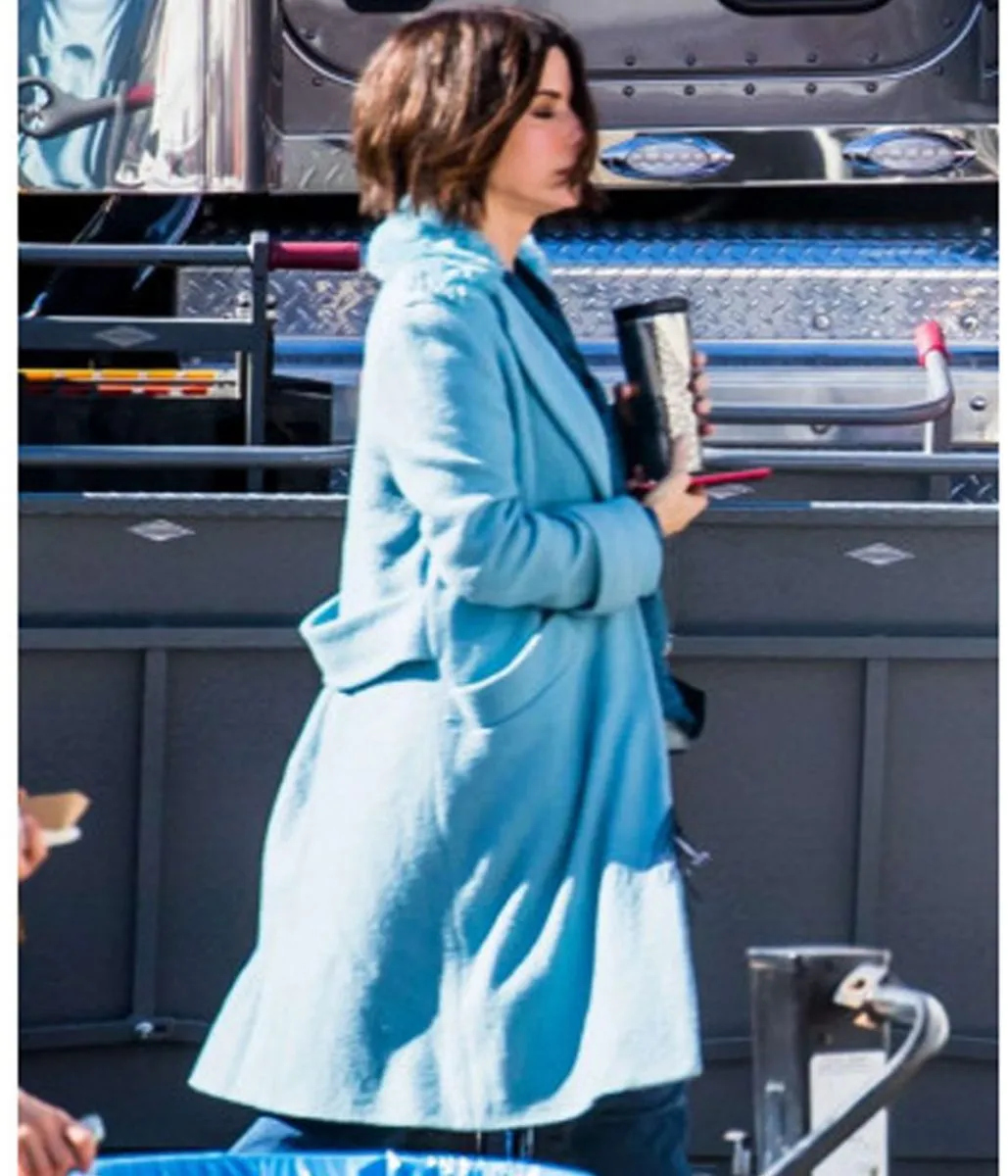 Bird Box Malorie Hayes Blue Wool Coat