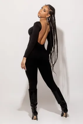 Black Deep Back Jumpsuit