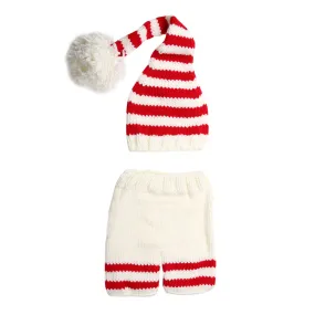 born Pography Props Baby Striped Hat + Pants Infant Crochet Knitted Christmas Costume