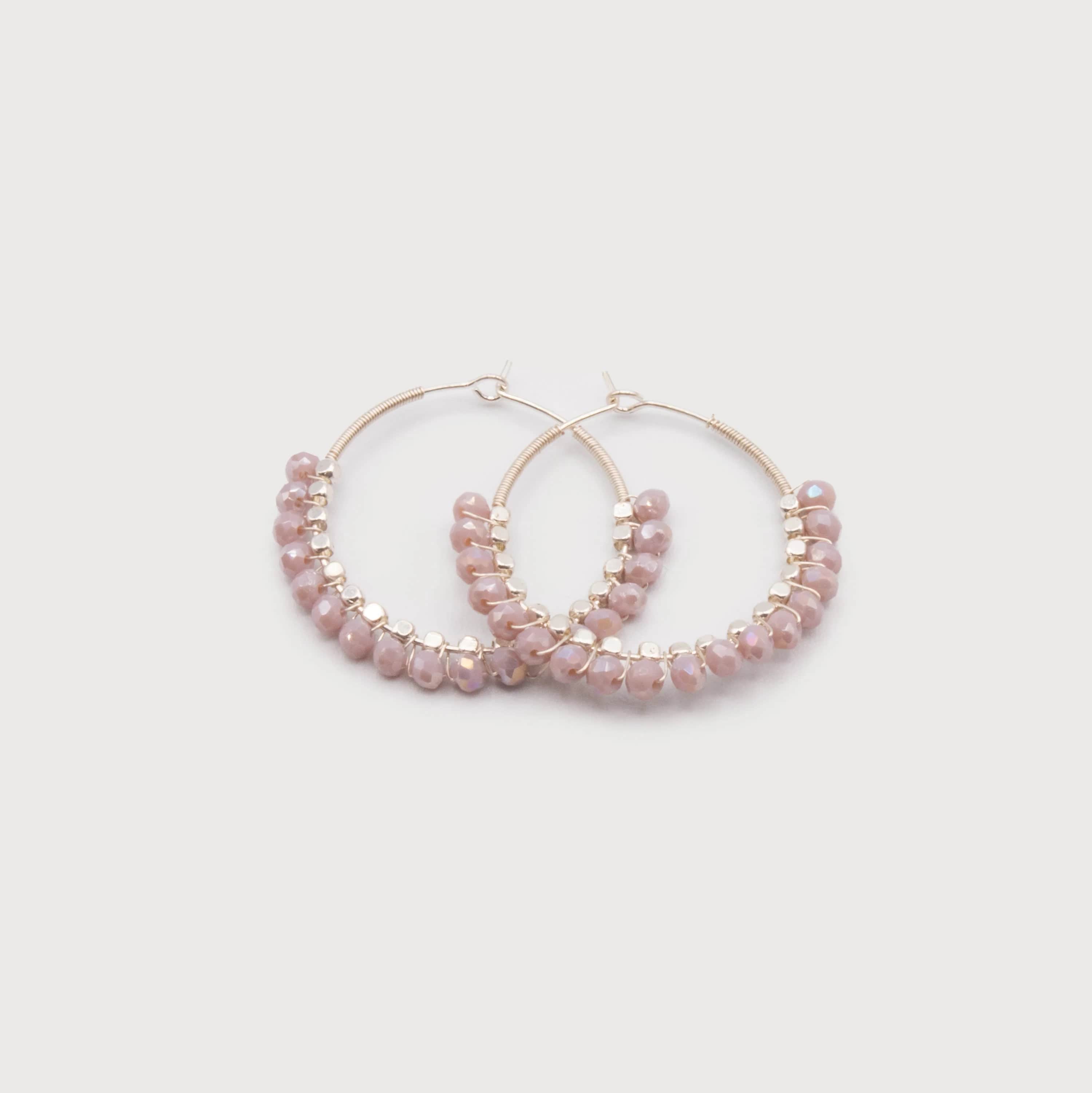 Caracol Delicate Hoops With Small Glass - 2475