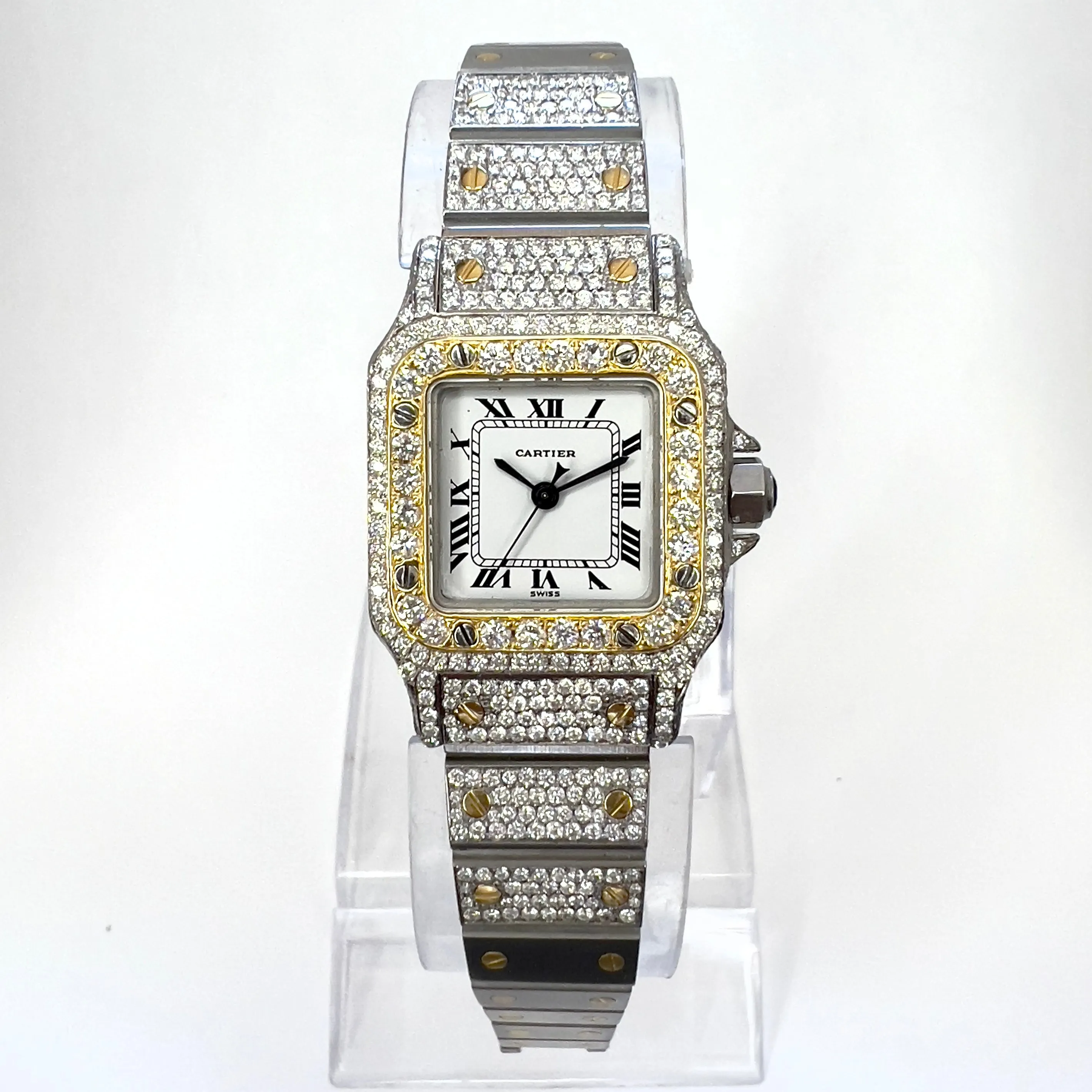 CARTIER SANTOS GALBEE 24mm Automatic 2 Tone 4.08TCW Diamond Watch