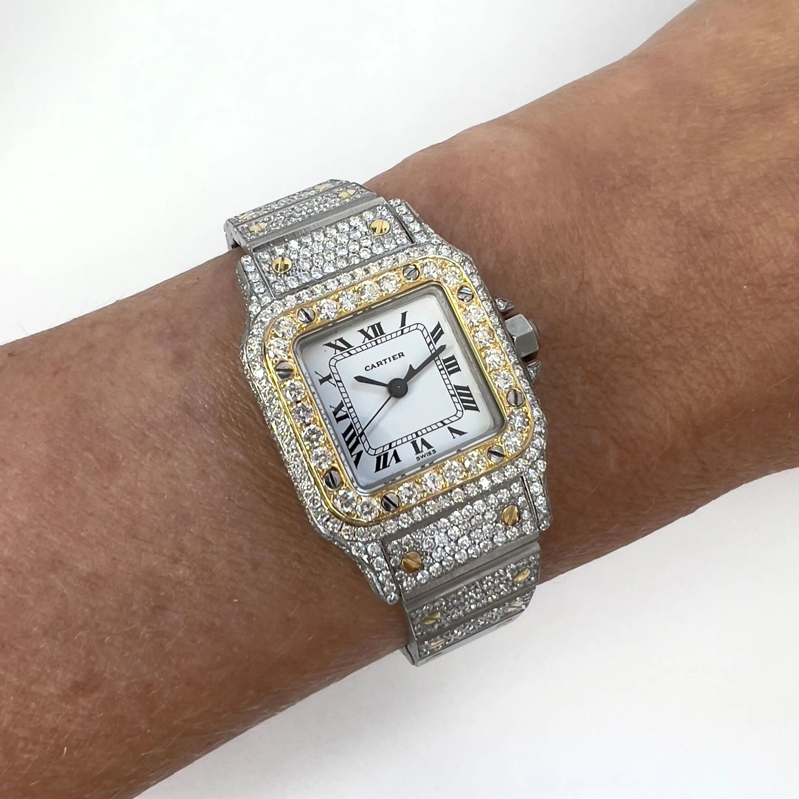 CARTIER SANTOS GALBEE 24mm Automatic 2 Tone 4.08TCW Diamond Watch