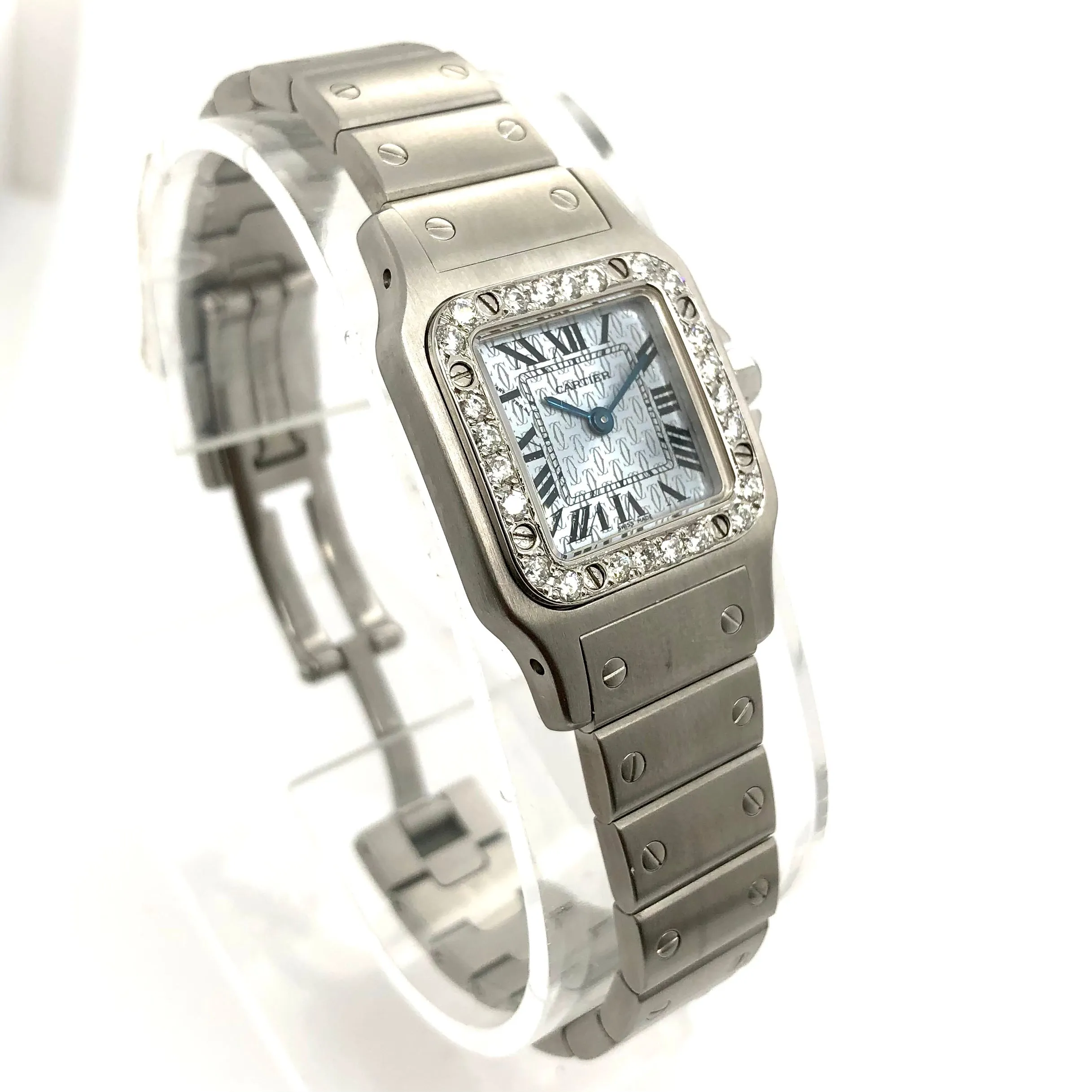 CARTIER SANTOS GALBEE 24mm Quartz Steel 0.65TCW Watch NEW Model