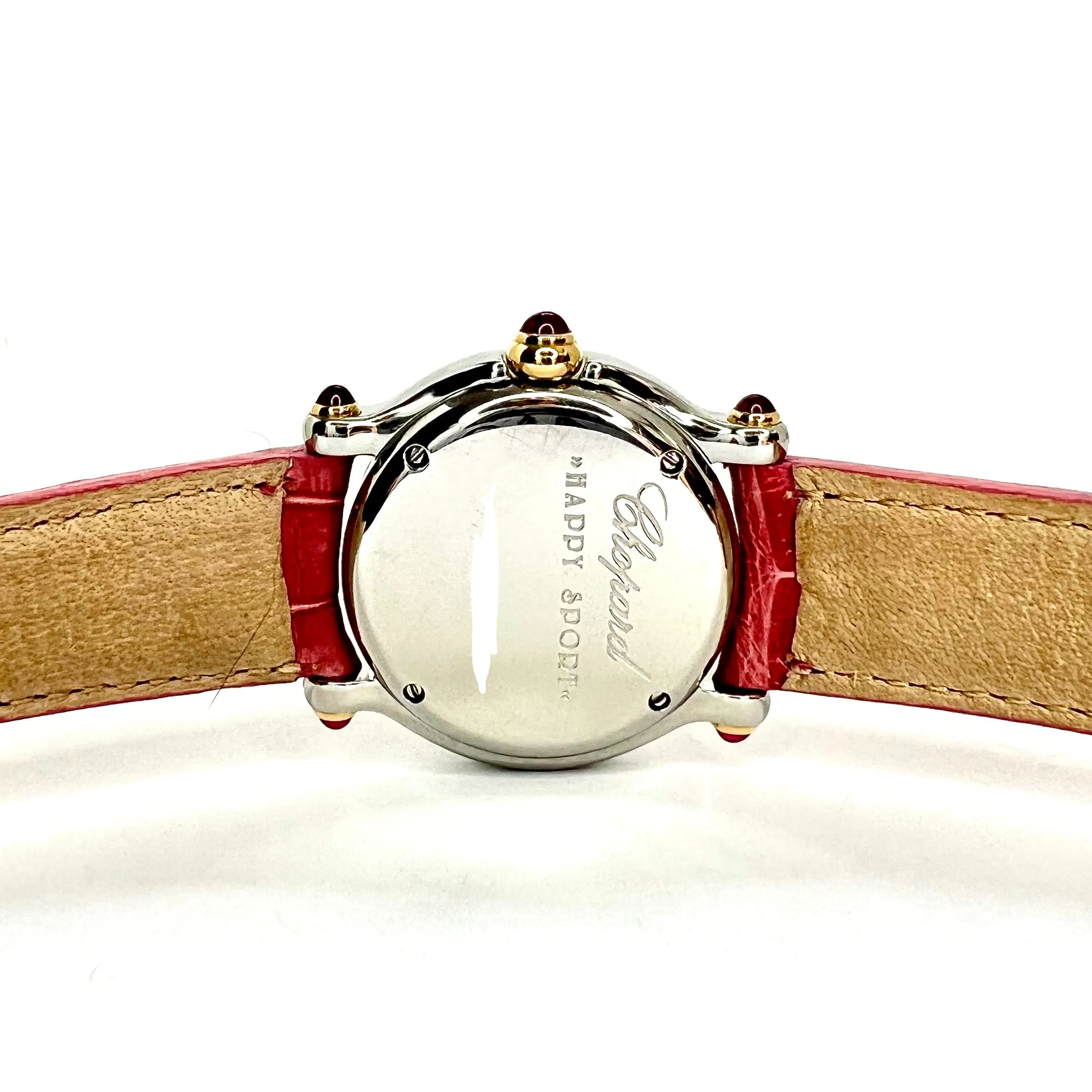 CHOPARD HAPPY SPORT 26mm 2 Tone Floating DIAMONDS & Red RUBIES Watch