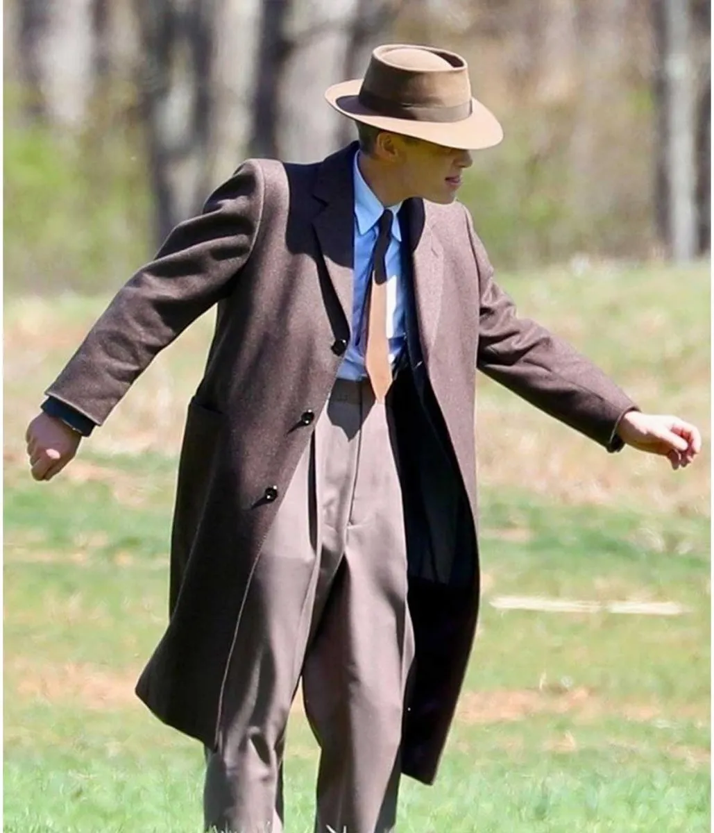 Cillian Murphy Oppenheimer Brown Wool Coat