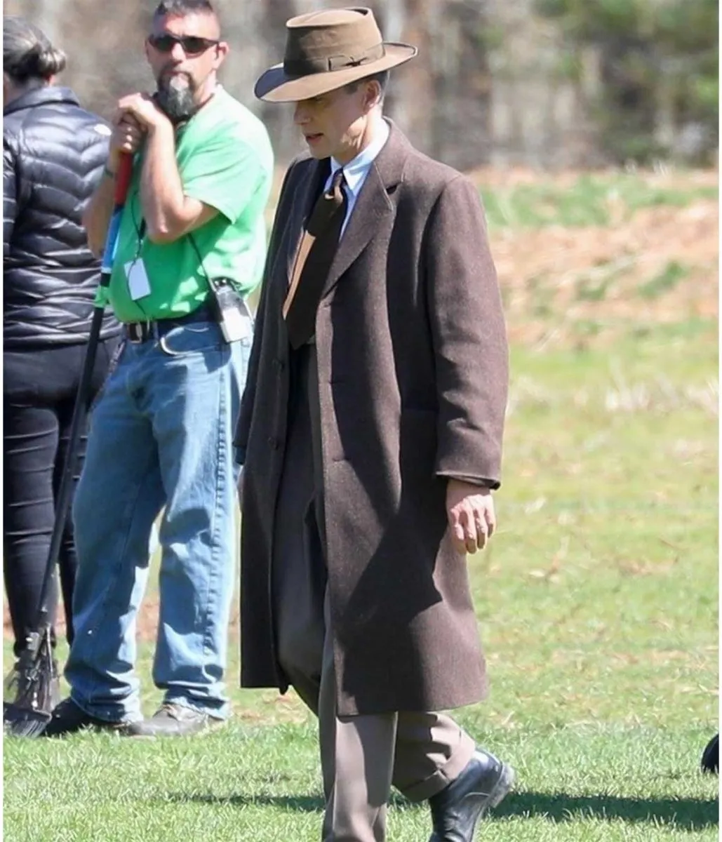 Cillian Murphy Oppenheimer Brown Wool Coat