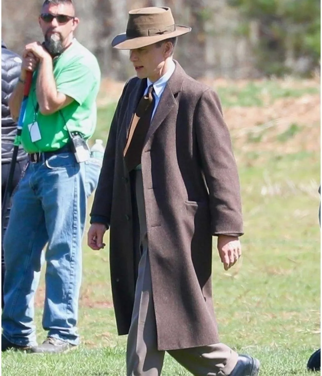 Cillian Murphy Oppenheimer Brown Wool Coat