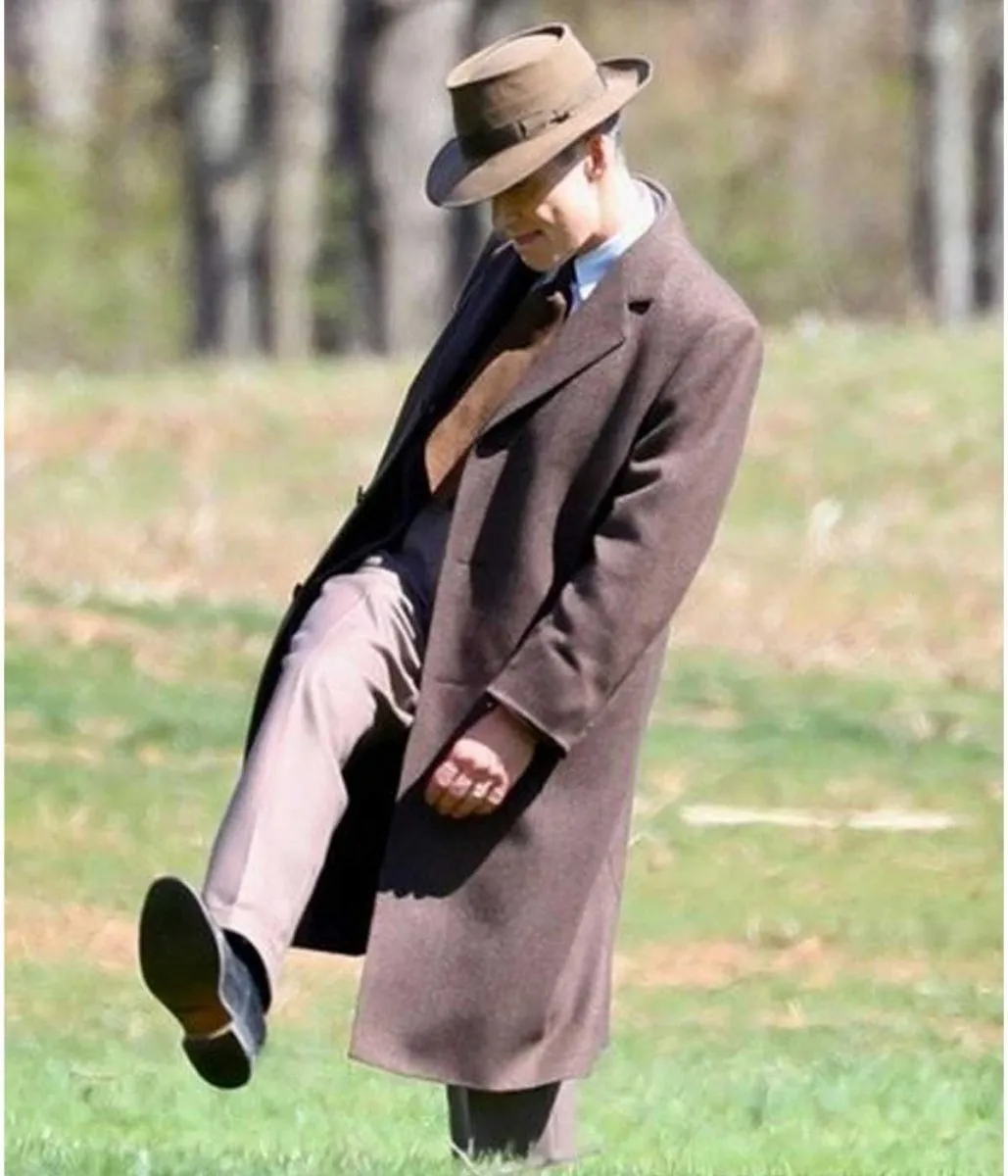 Cillian Murphy Oppenheimer Brown Wool Coat