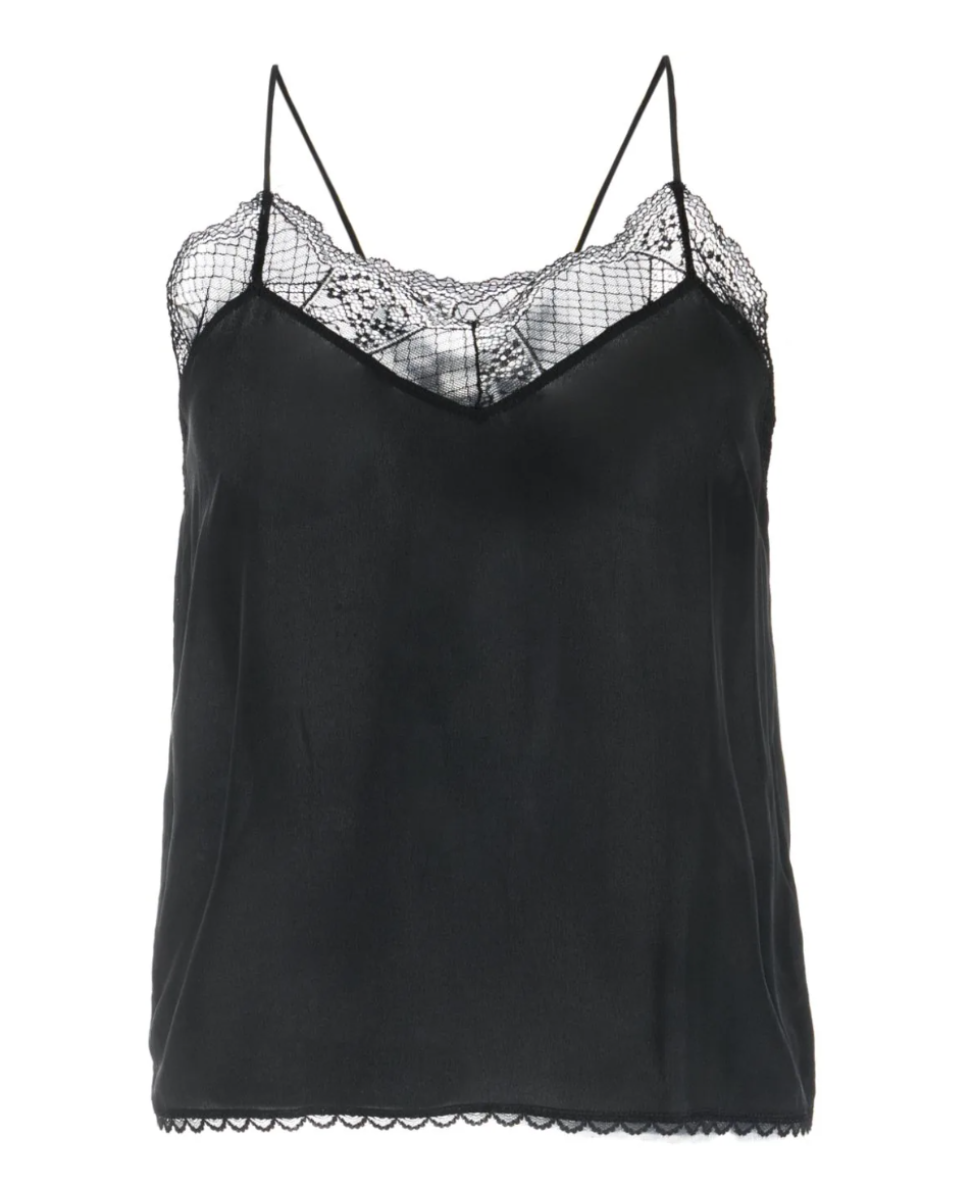 Cita Lou Silk Slip Top In Black