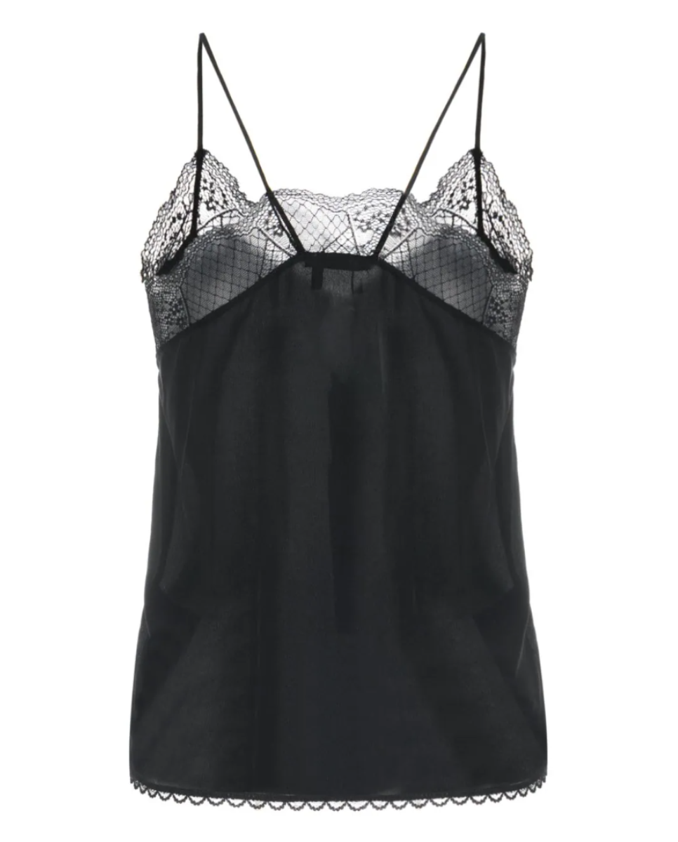 Cita Lou Silk Slip Top In Black