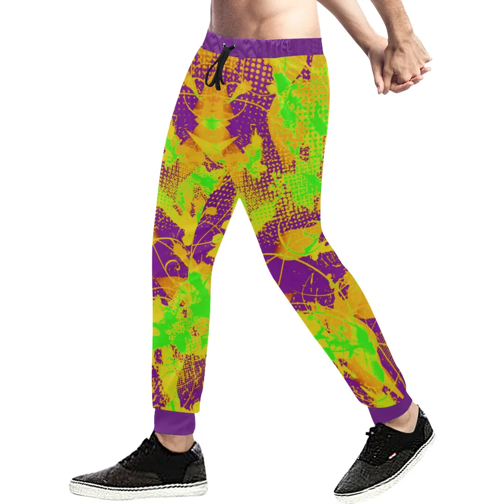 Color Splat Abstract All Over Print Light-Weight Men's Jogger Sweatpants (Non Fleece Lined)