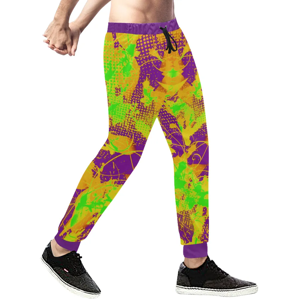 Color Splat Abstract All Over Print Light-Weight Men's Jogger Sweatpants (Non Fleece Lined)