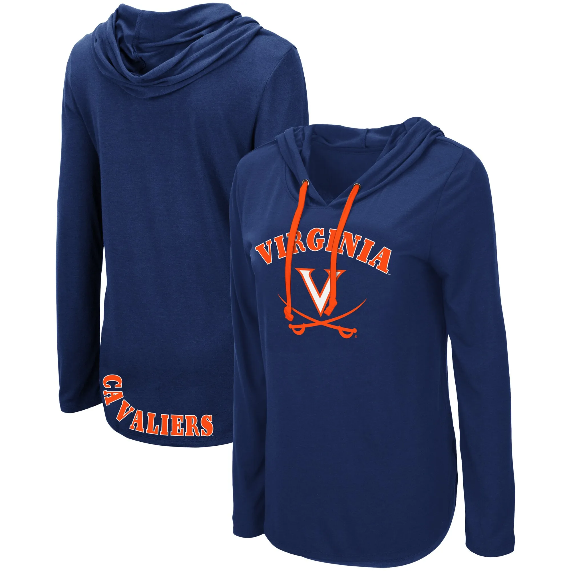 Colosseum Virginia Cavaliers Women's Navy My Lover Lightweight Hooded Long Sleeve T-Shirt