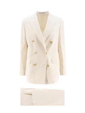 Cotton and linen blend suit with peak lapels