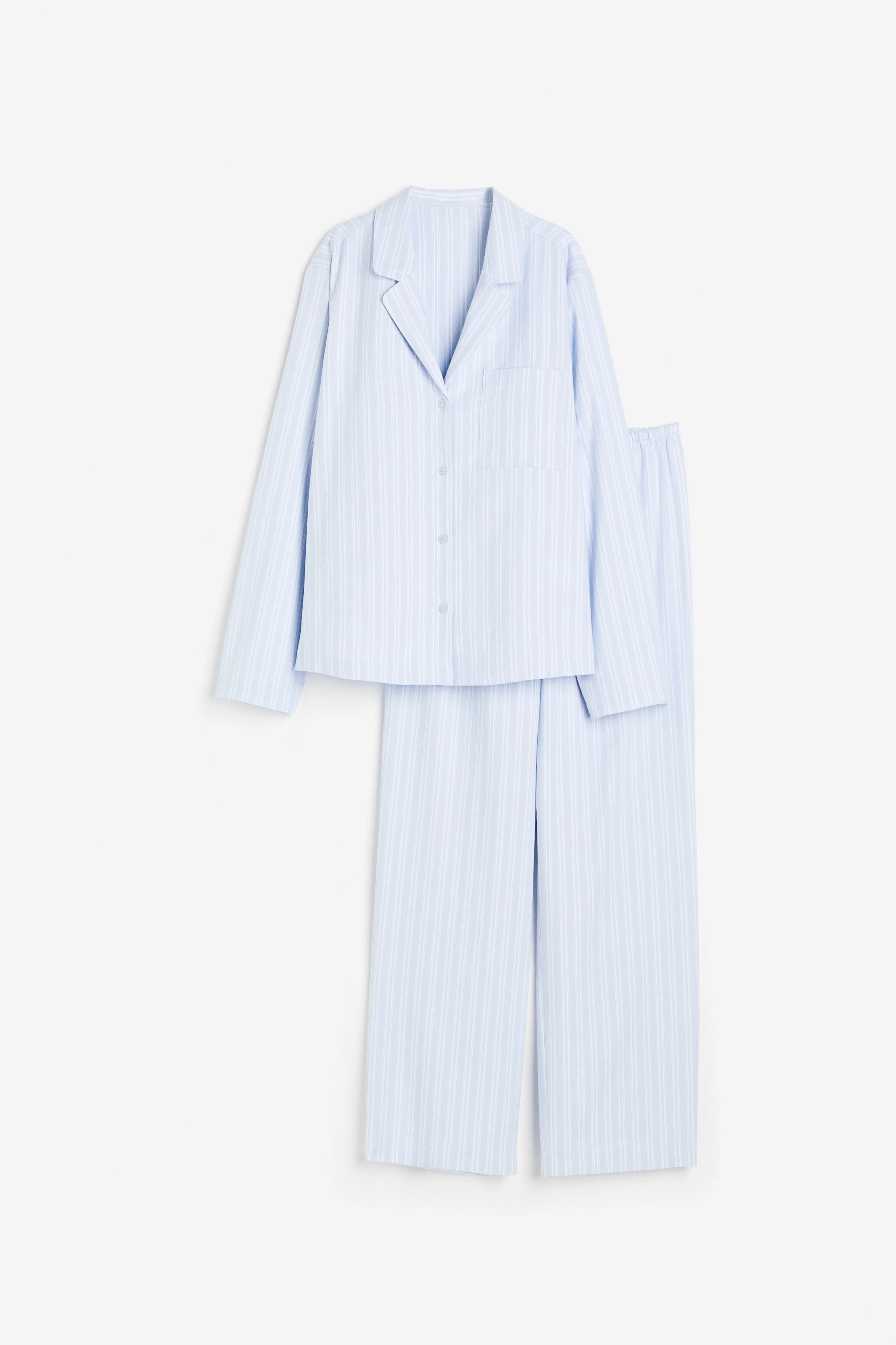 Cotton pyjamas - Long sleeve - Long - Light blue/Striped - Ladies | H&M GB