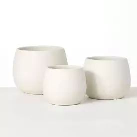 Cream Speckled Round Pot Set 3