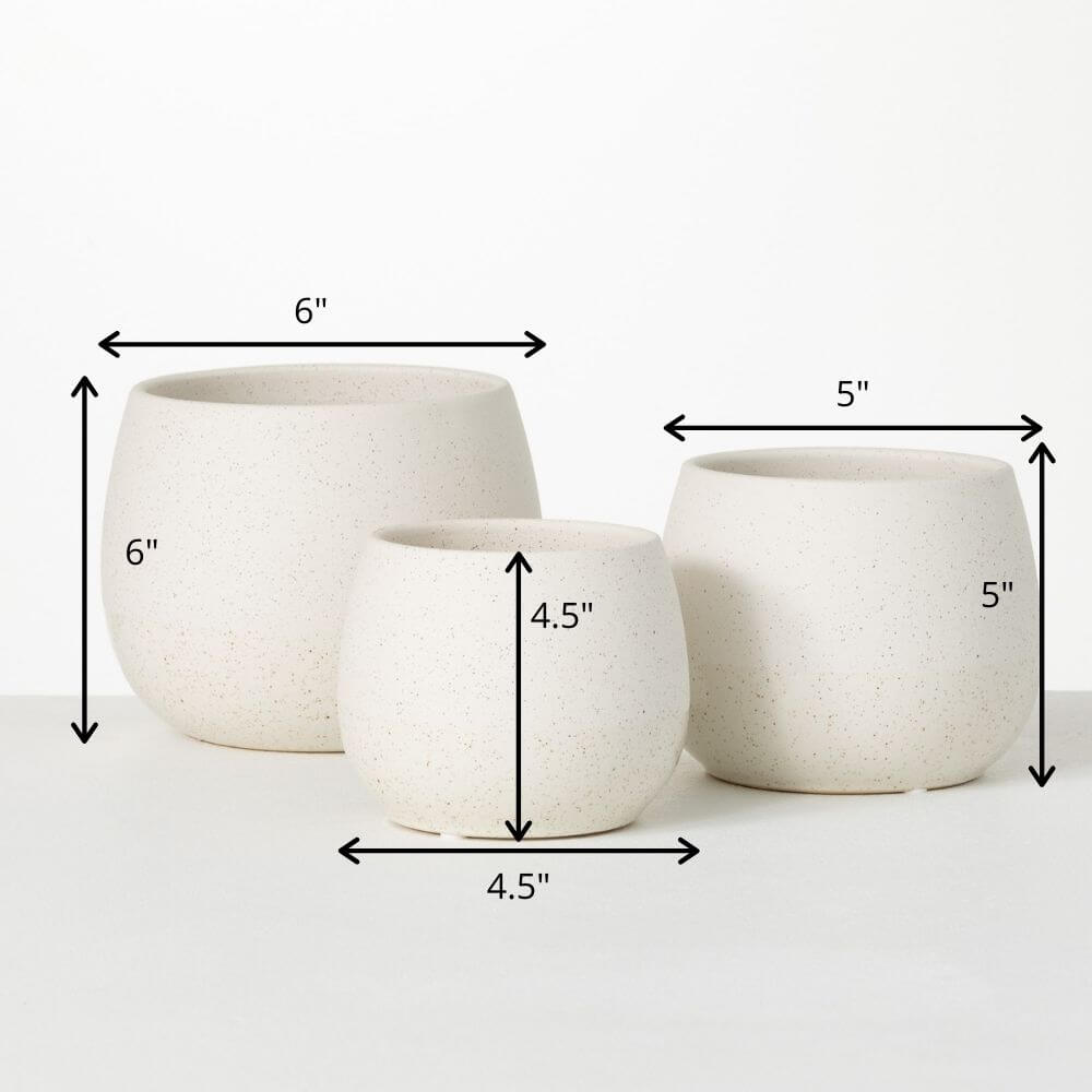 Cream Speckled Round Pot Set 3