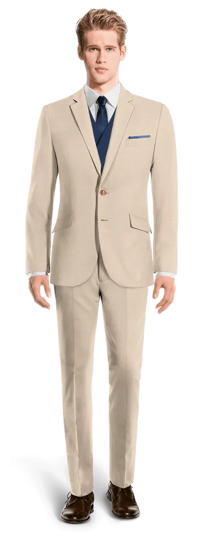 Cream Suit with blue waistcoat