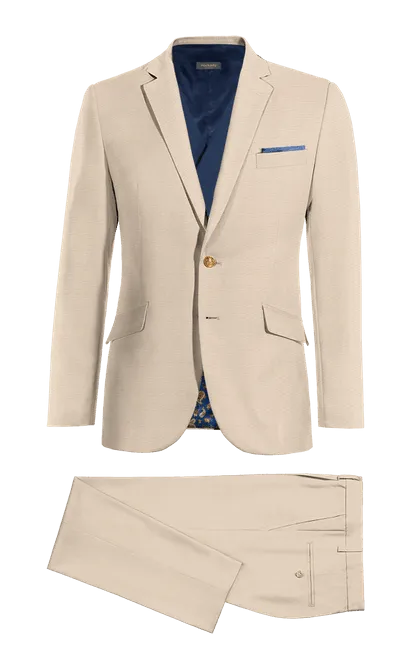 Cream Suit with blue waistcoat