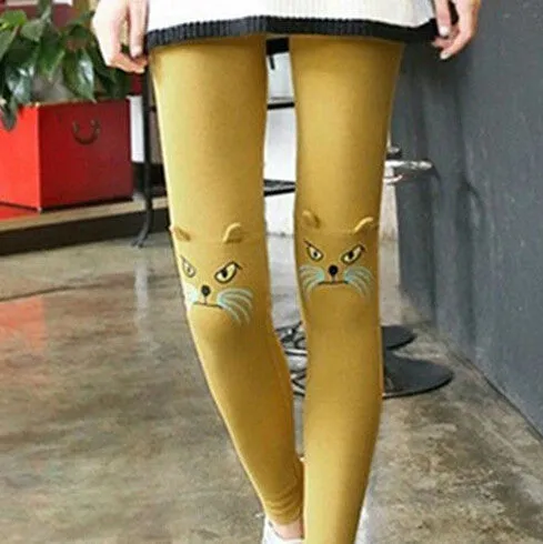 Cute Cat Printed Leggings Women Pants Cute Cotton Girl Leggings Women Clothing 5 Colors SM6