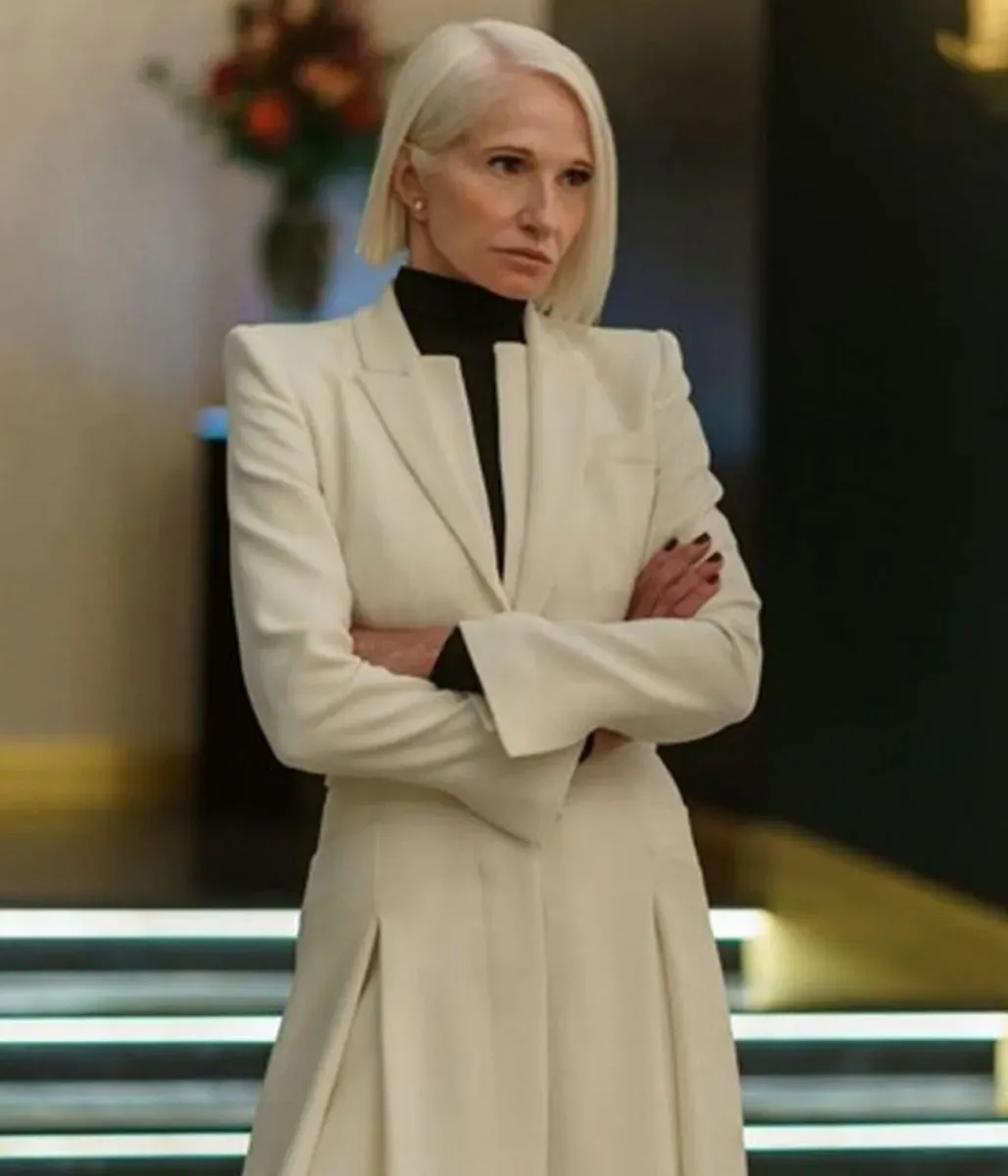 Ellen Barkin The Man from Toronto White Wool Coat