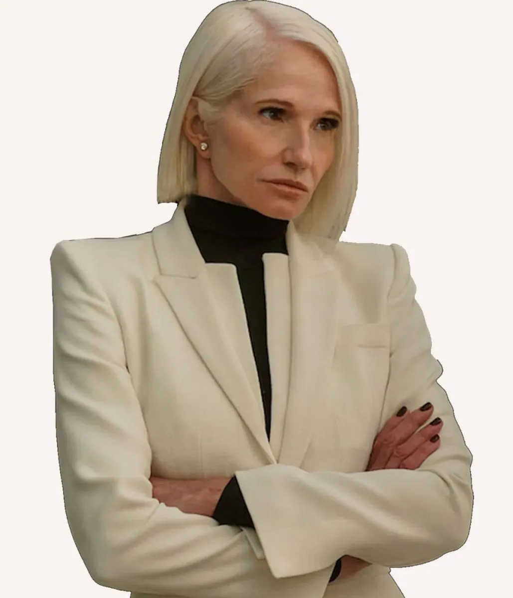 Ellen Barkin The Man from Toronto White Wool Coat