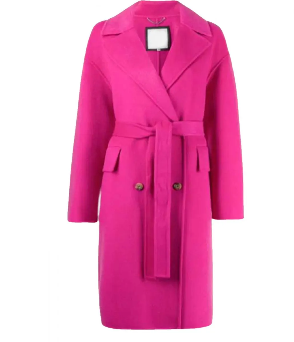 Emily in Paris Lily Collins Pink Wool Belted Coat