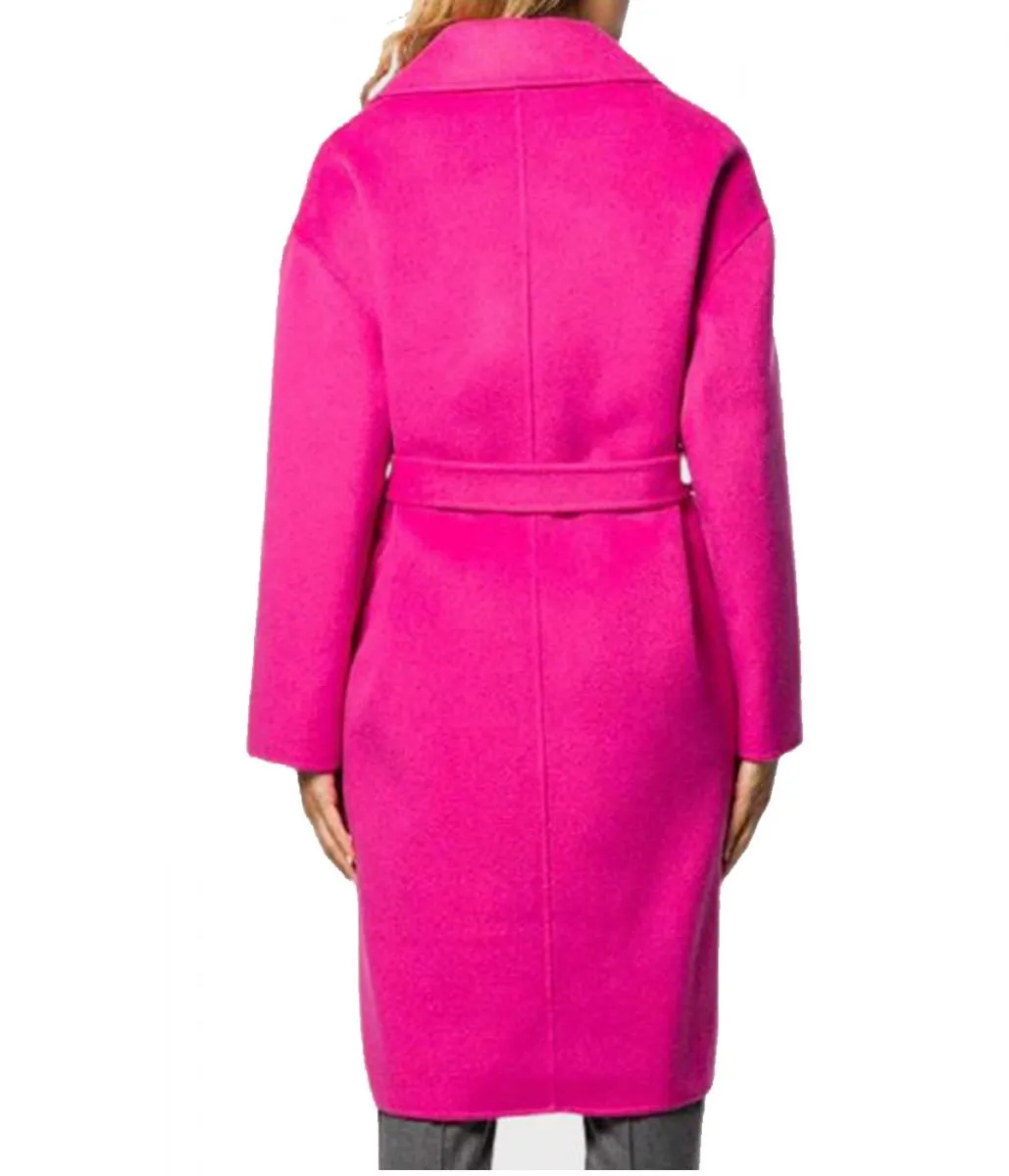 Emily in Paris Lily Collins Pink Wool Belted Coat