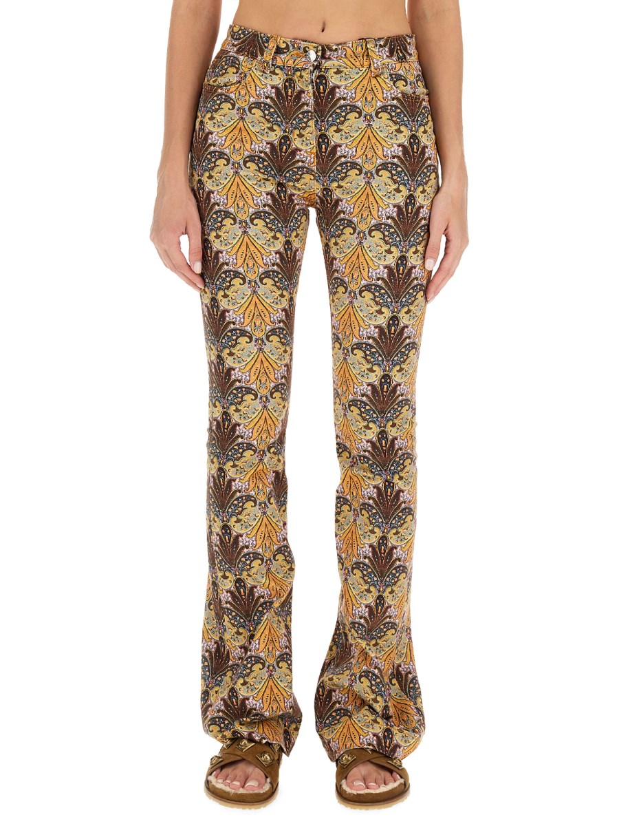 ETRO    PAISLEY PRINT COTTON DENIM JEANS