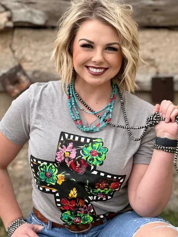 Floral Cross Tee BY Callie Ann