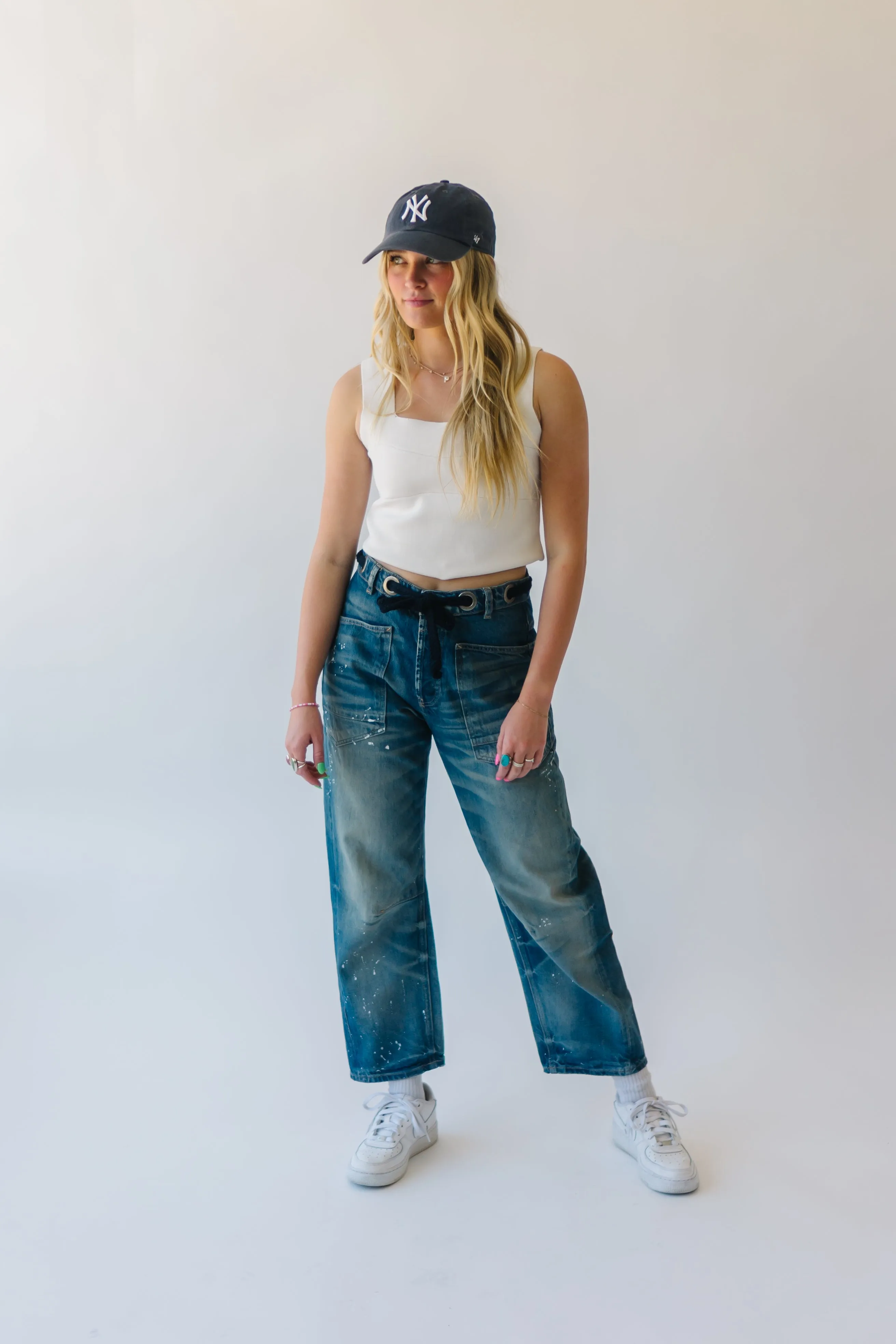 Free People: We The Free Moxie Pull-On Barrel Jeans in Timeless Blue