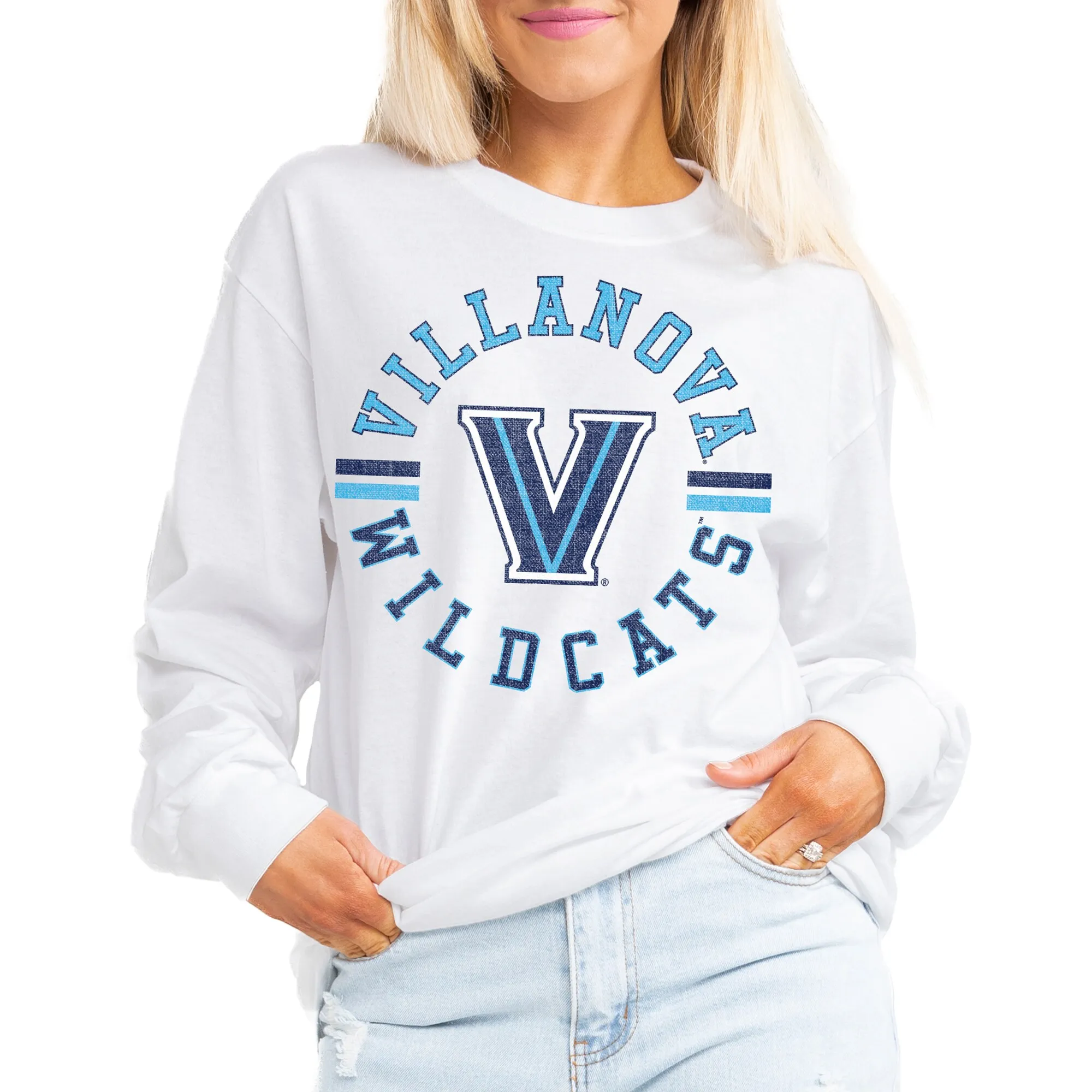 Gameday Couture Villanova Wildcats Women's White Vintage Days Oversized Lightweight Long Sleeve T-Shirt