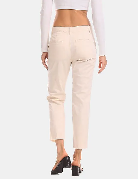 GAP Women White High Rise Straight Striped Utility Pants