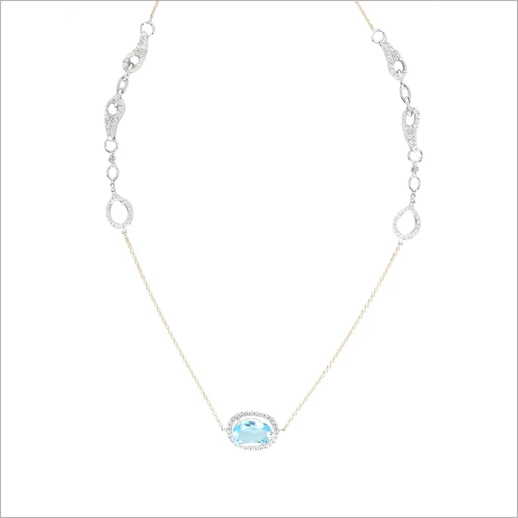 Giulietta 18K Gold & Swiss Blue Topaz Necklace with Diamonds