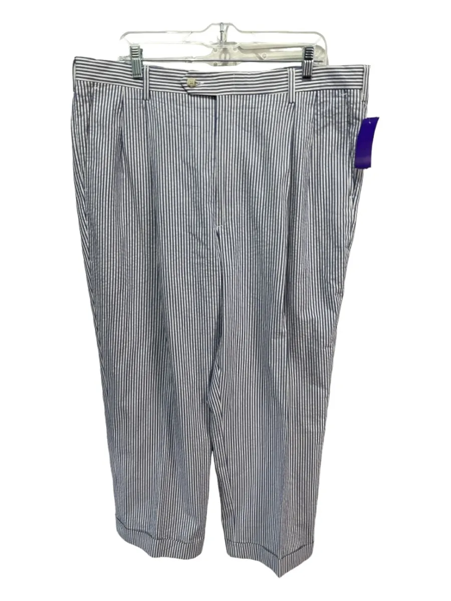 H Stockton Size 38R Blue & White Cotton Striped Men's Pants