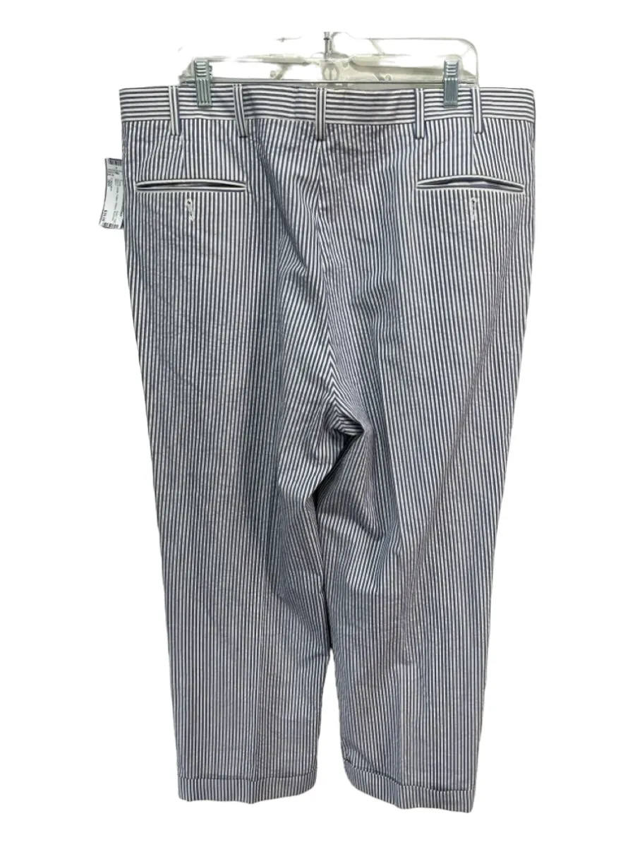 H Stockton Size 38R Blue & White Cotton Striped Men's Pants