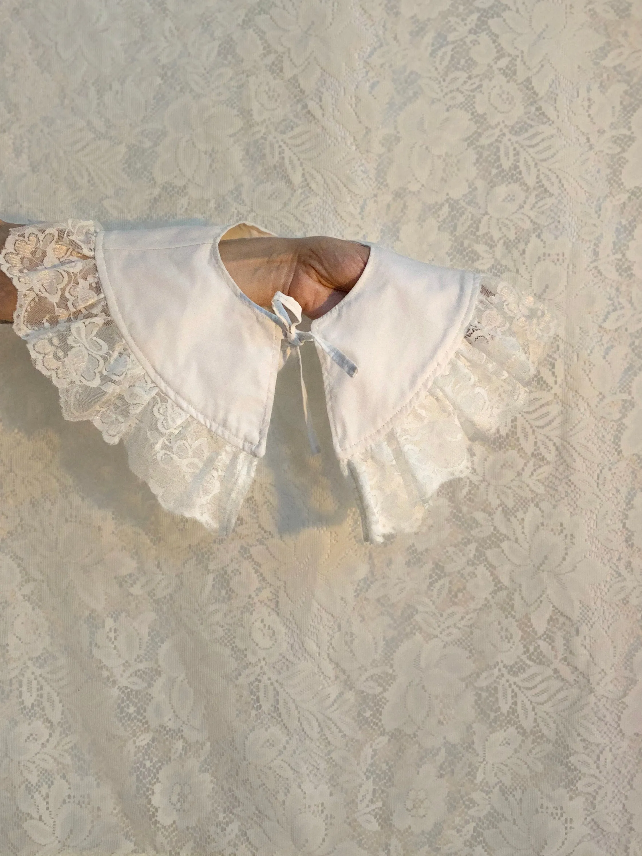 Handmade white lace collar