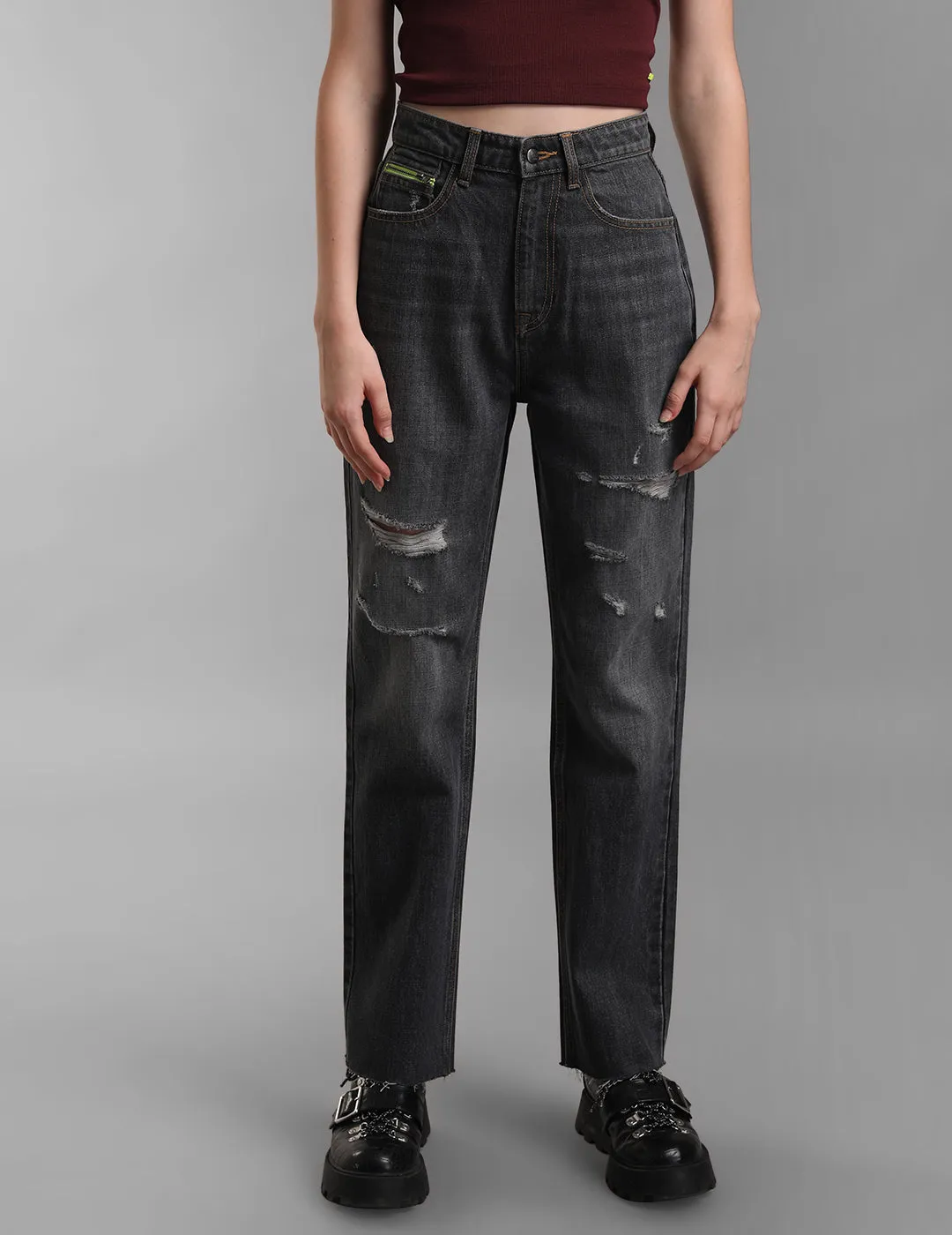 High Rise Straight Fit Denim