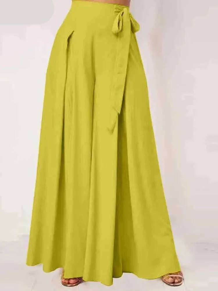 High Waist Wide Leg Pants Long Trousers Pleated For Ladies