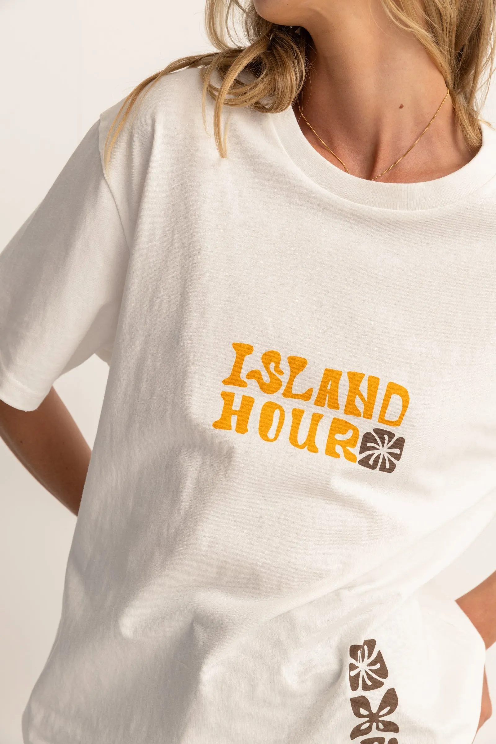 Island Hour Oversized Tee White