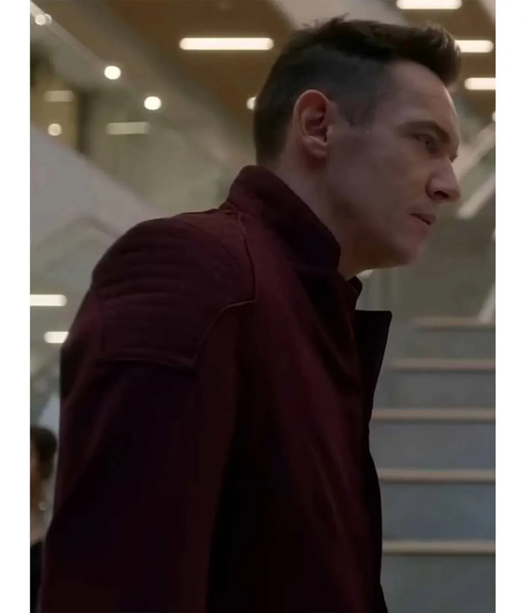 Jonathan Rhys Meyers Wifelike Maroon Coat