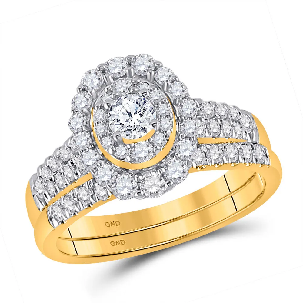 Keene Jewelers 10kt Yellow Gold Round Diamond Bridal Wedding Ring Band Set 1 Cttw